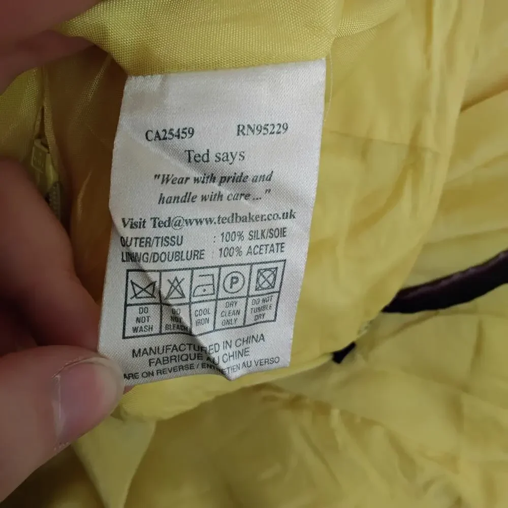 Ted Baker London Silk Handkerchief Skirt Women's 2 Yellow Knee Length #J5853